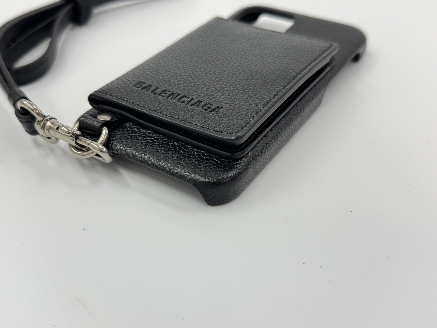 BALENCIAGA Leather Smartphone Case with Shoulder Strap, Unused, Card Case, Pass Case, Business Card Holder