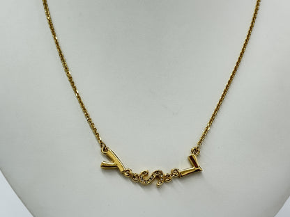 Yves Saint Laurent logo design gold necklace