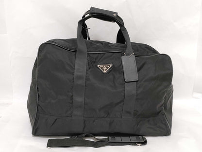 PRADA Nylon Tessuto Triangle Logo Boston Bag