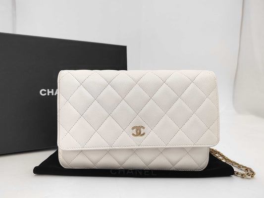 CHANEL Caviar Chain Wallet with IC Plate