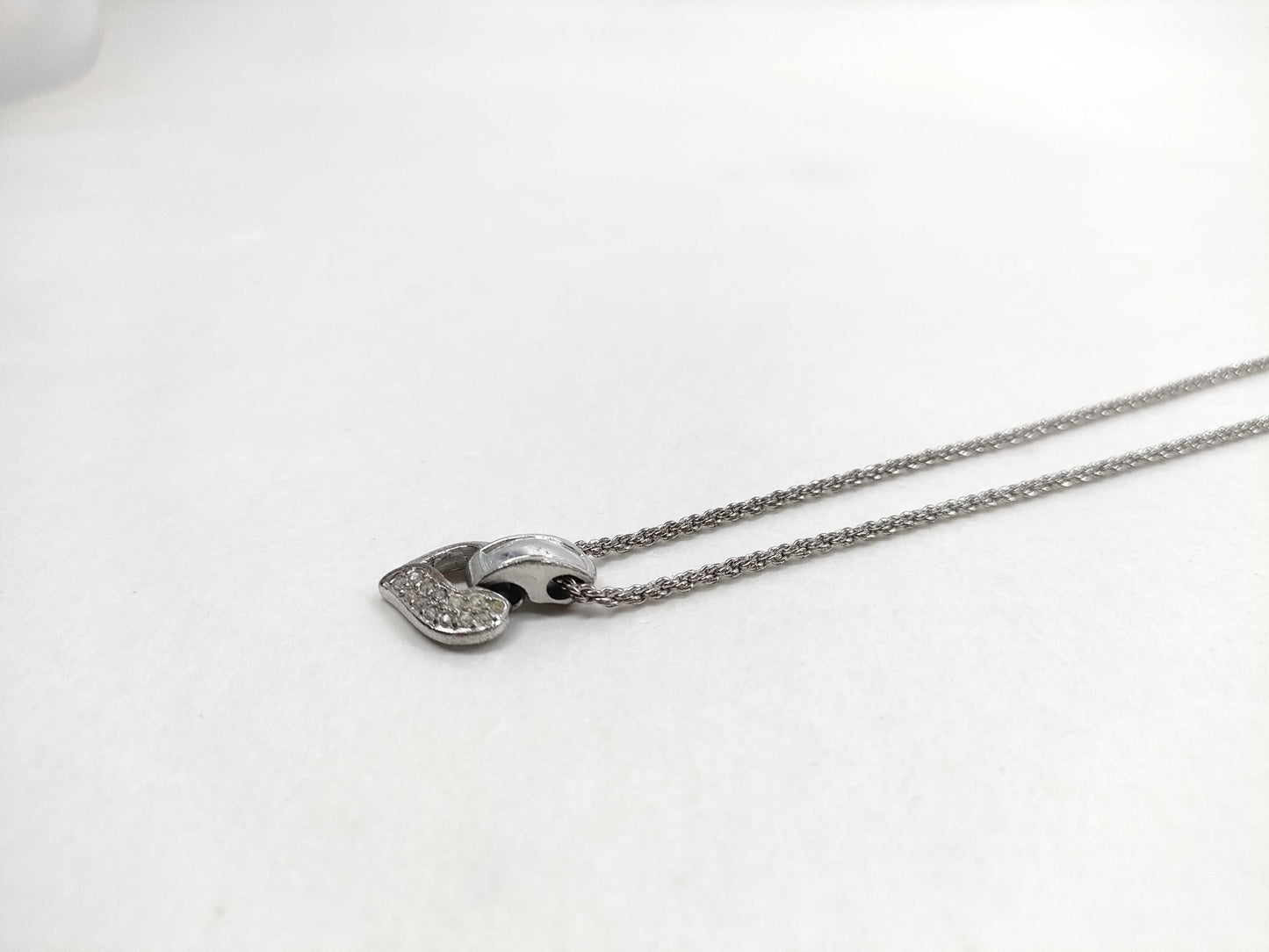 BURBERRY Heart Motif Rhinestone Necklace