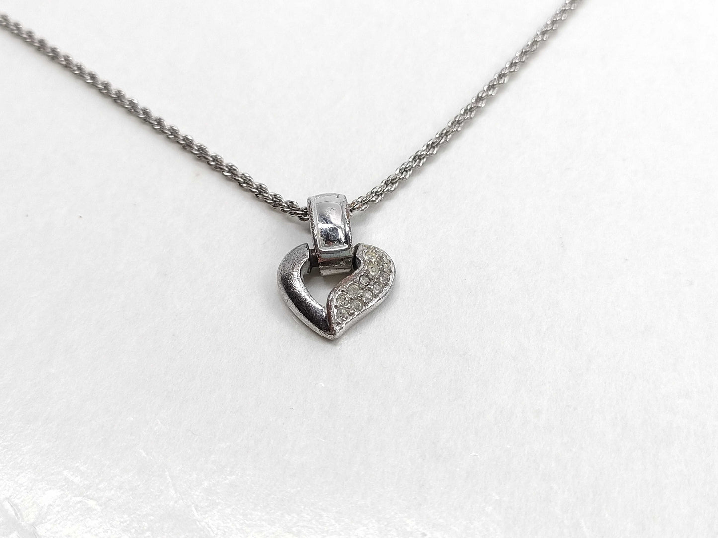 BURBERRY Heart Motif Rhinestone Necklace