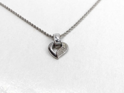 BURBERRY Heart Motif Rhinestone Necklace