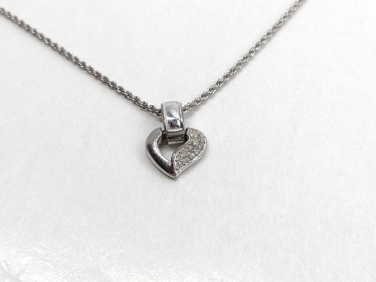 BURBERRY Heart Motif Rhinestone Necklace