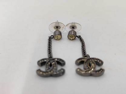 CHANEL Coco Mark Rhinestone Earrings