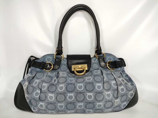 Salvatore Ferragamo Gancini Denim Handbag