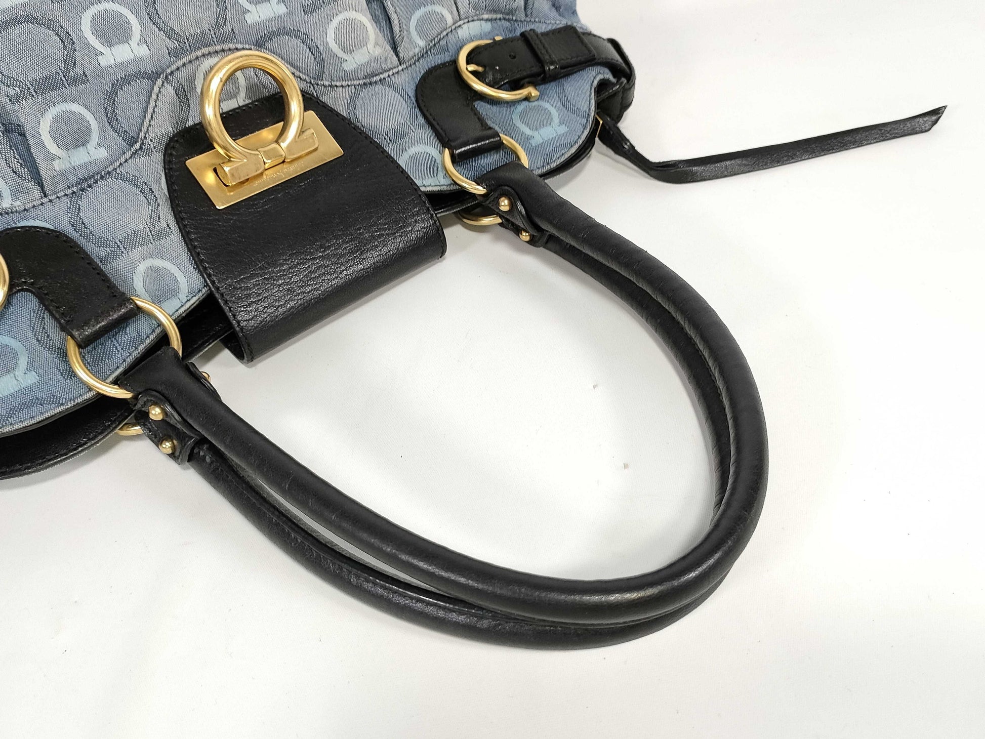 Salvatore Ferragamo Gancini Denim Handbag