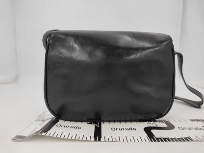CELINE Triomphe Black Leather Shoulder Bag