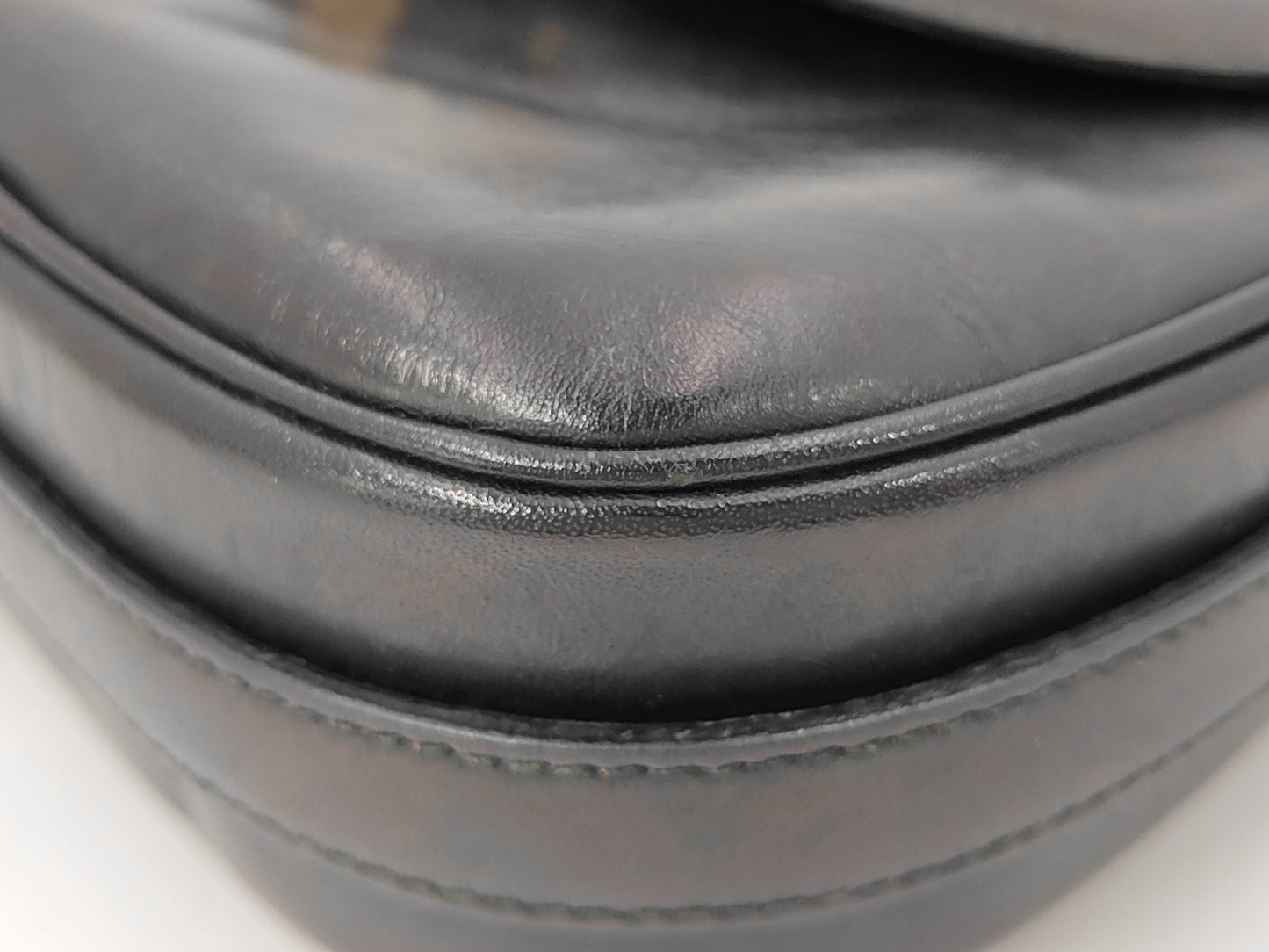 CELINE Triomphe Black Leather Shoulder Bag