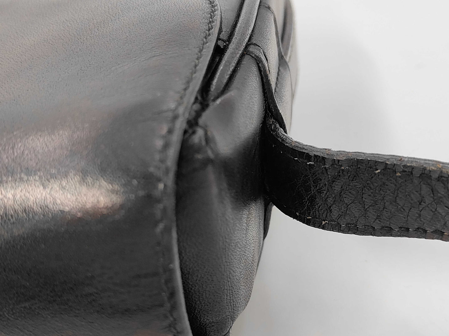 CELINE Triomphe Black Leather Shoulder Bag