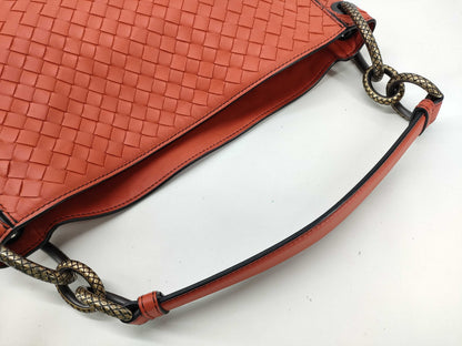 BOTTEGA VENETA Intrecciato Leather Shoulder Bag in Orange
