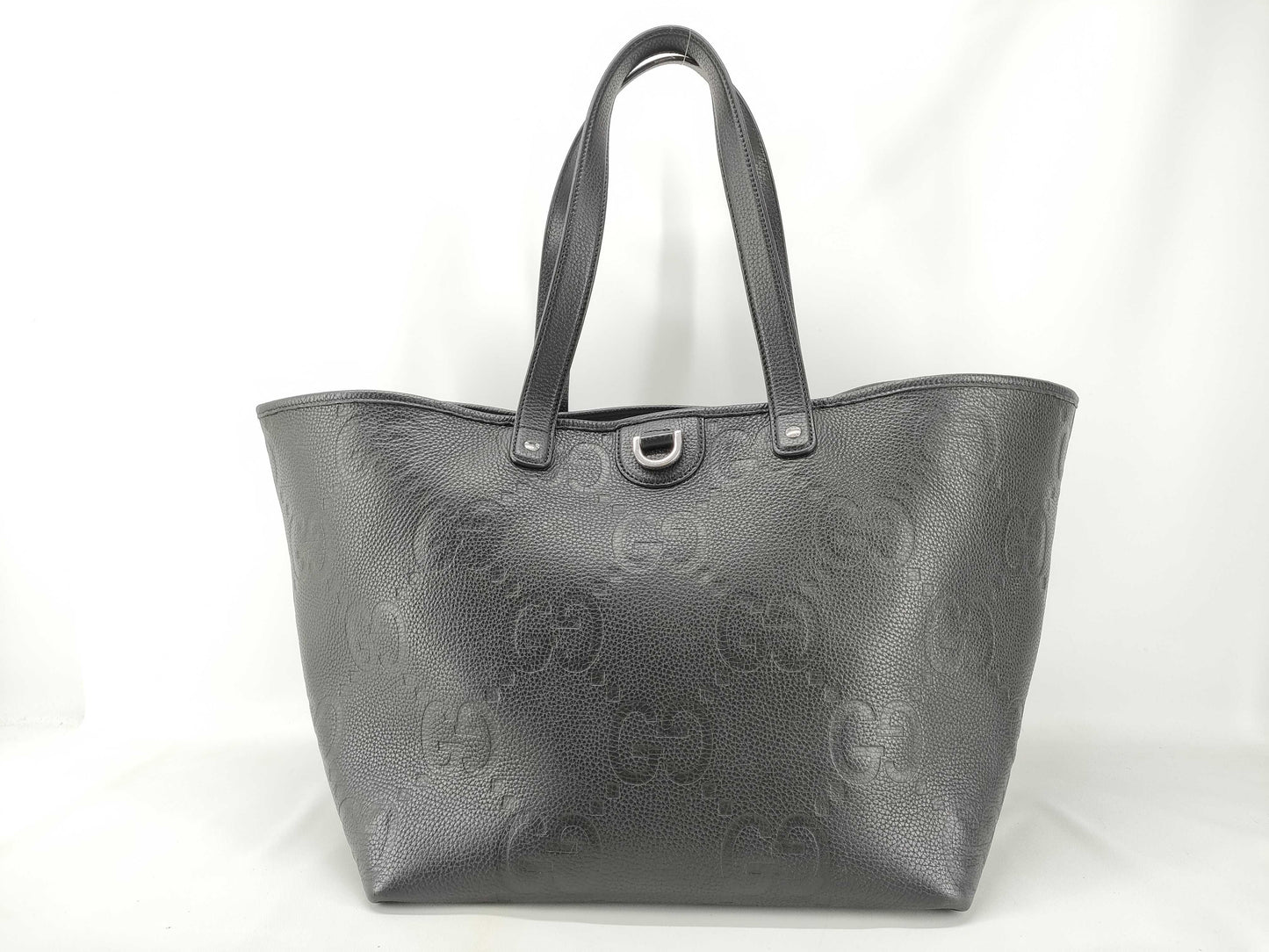 GUCCI 818771 Jumbo GG Leather Tote Bag in Black, Abbey Tote Bag