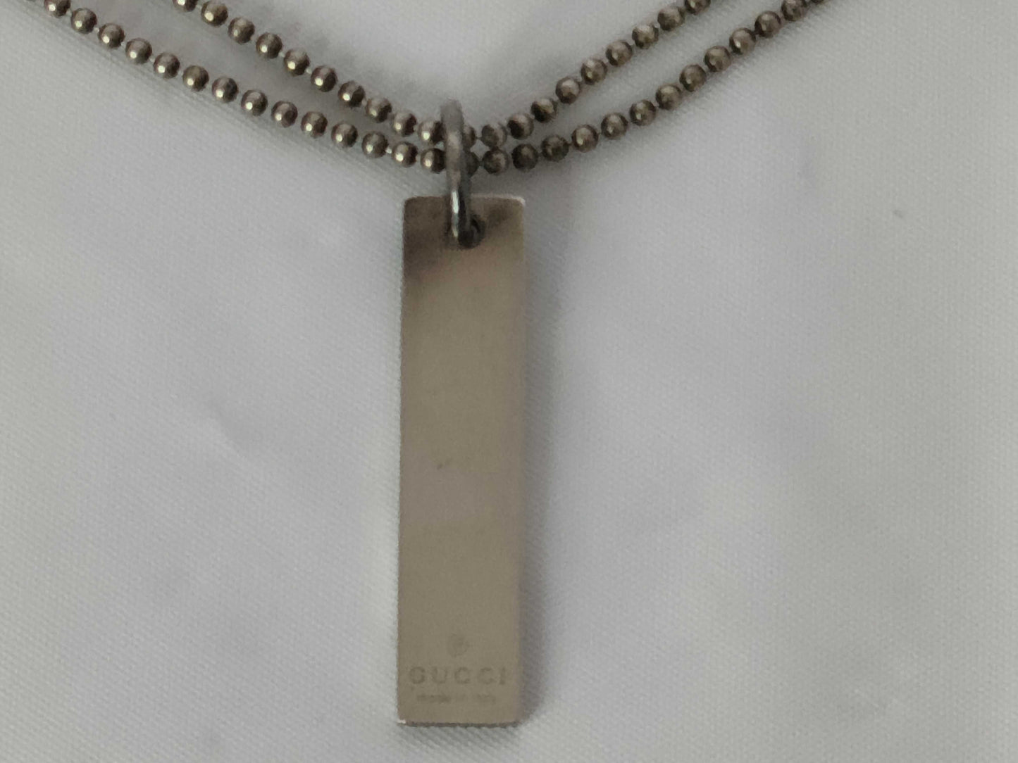 GUCCI Silver Plated Double Ball Chain Necklace Necklace