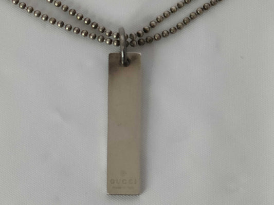 GUCCI Silver Plated Double Ball Chain Necklace Necklace