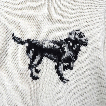 POLO Ralph Lauren Vintage Dog Cotton Hand-Knit Top, Ivory, Size L