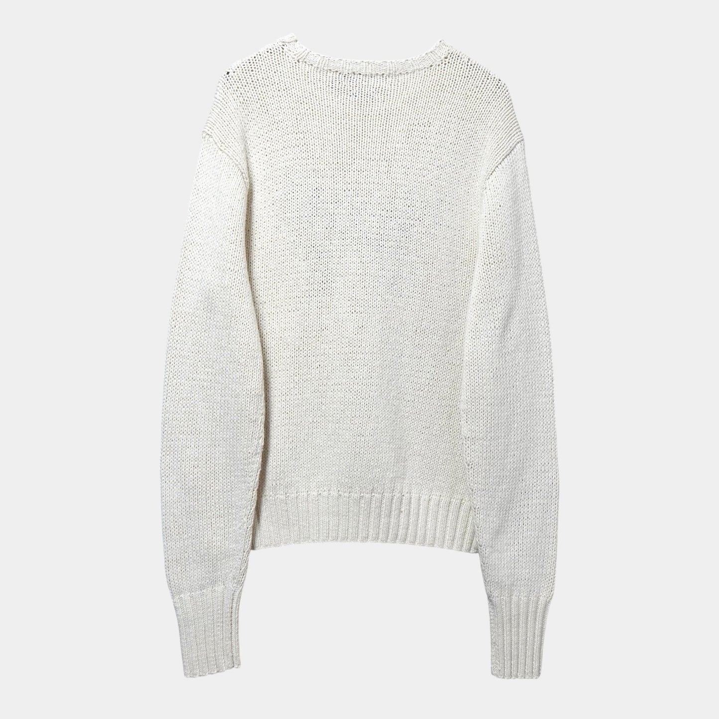 POLO Ralph Lauren Vintage Dog Cotton Hand-Knit Top, Ivory, Size L