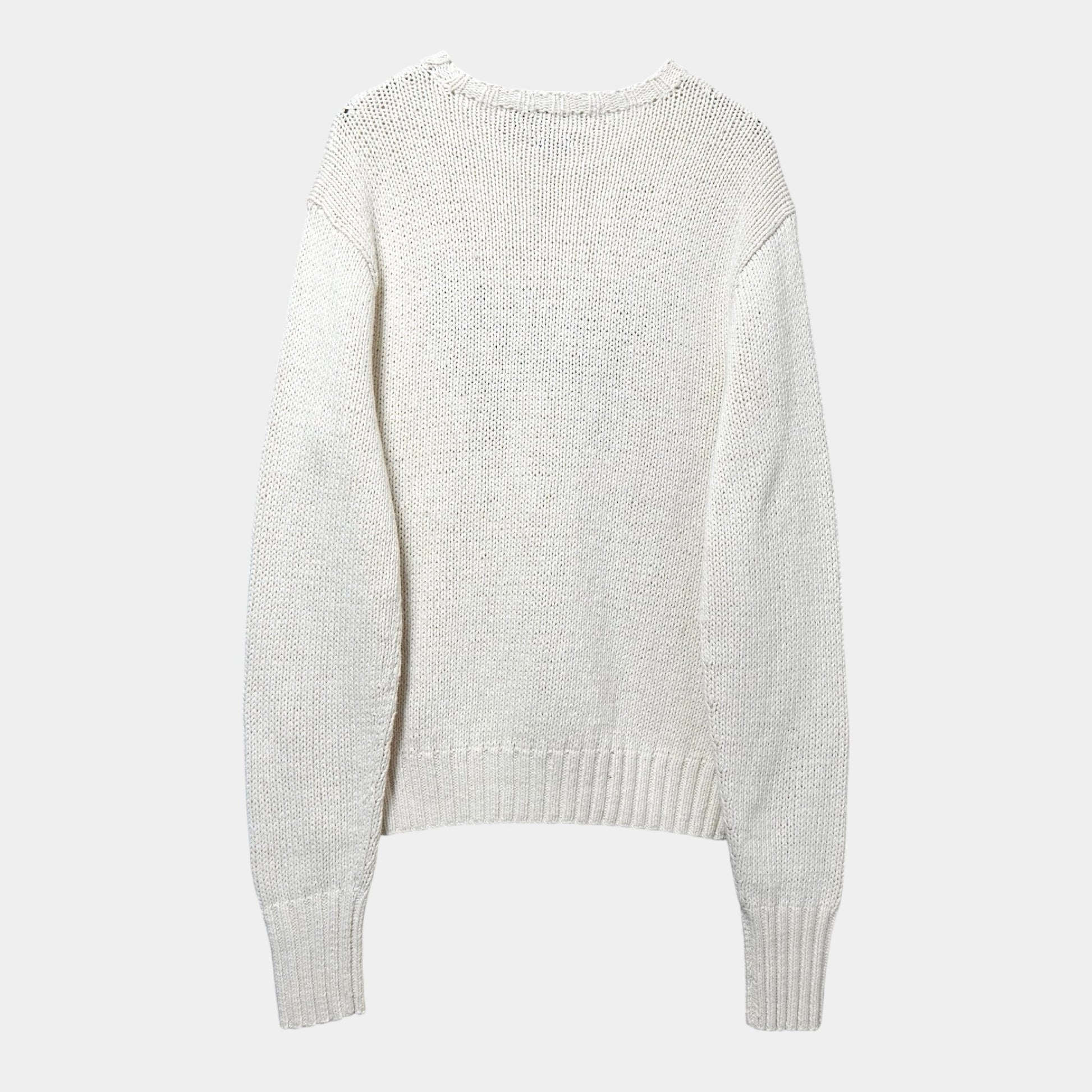 POLO Ralph Lauren Vintage Dog Cotton Hand-Knit Top, Ivory, Size L