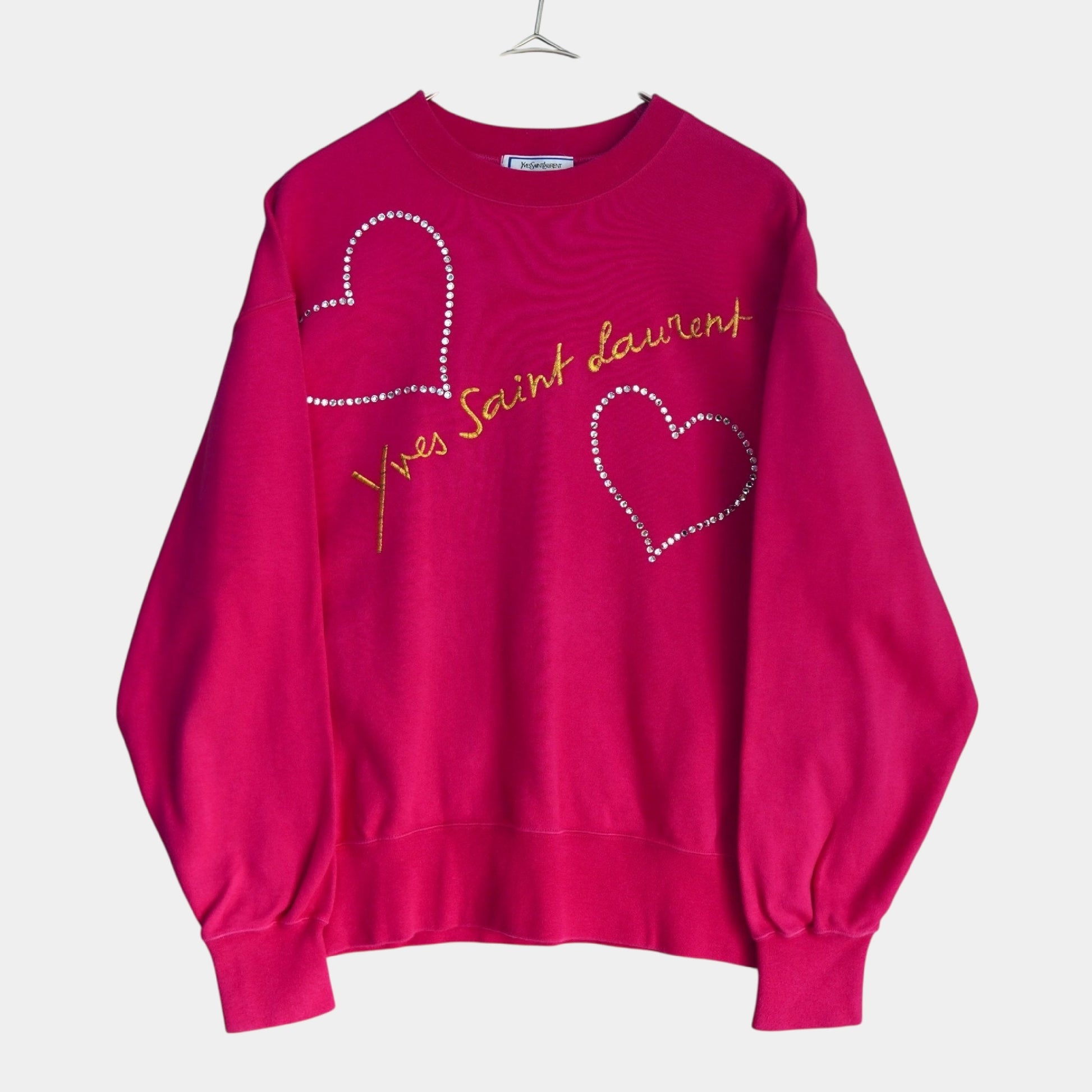 Yves Saint Laurent Vintage Logo Beaded Sweatshirt, Pink, Women's, Size M, Top