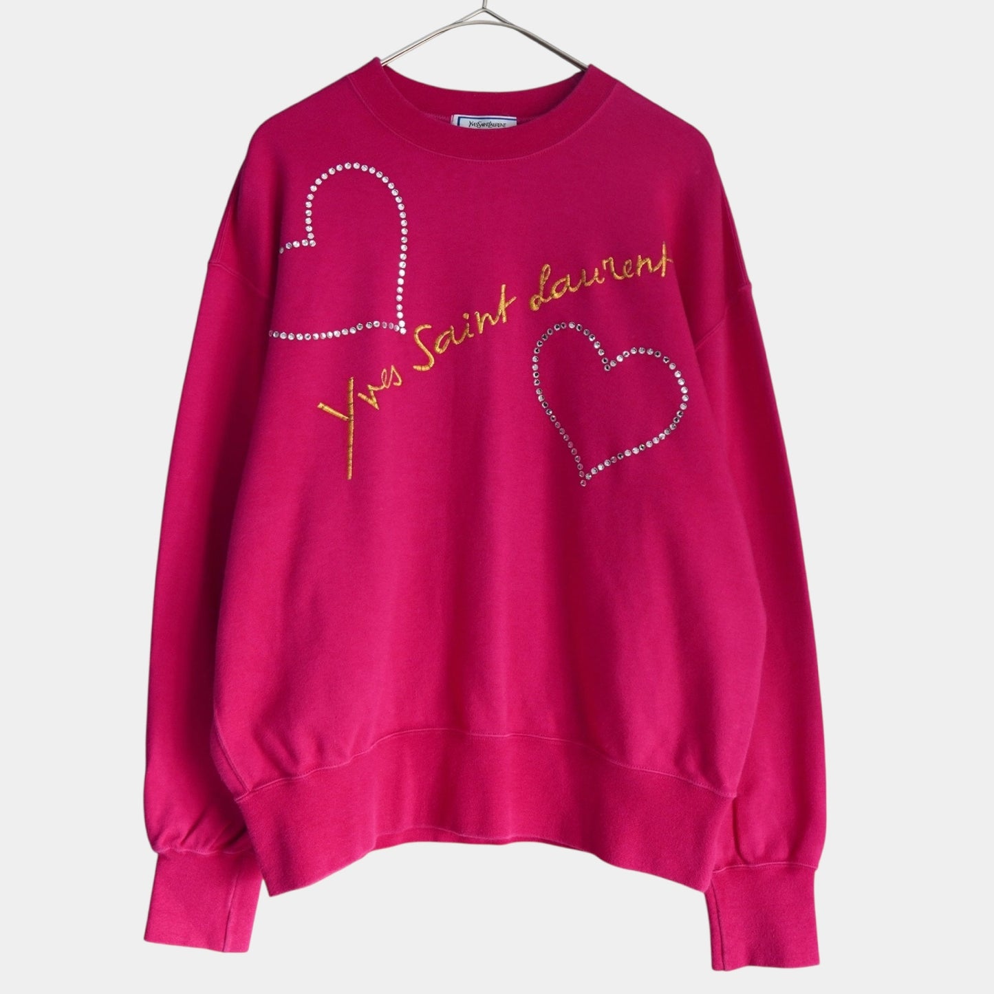 Yves Saint Laurent Vintage Logo Beaded Sweatshirt, Pink, Women's, Size M, Top