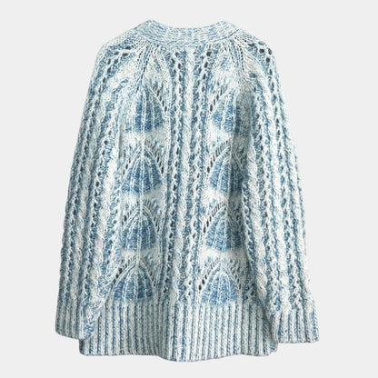 08sircus Cable Knit Mohair Cardigan, Blue/White, Size 1