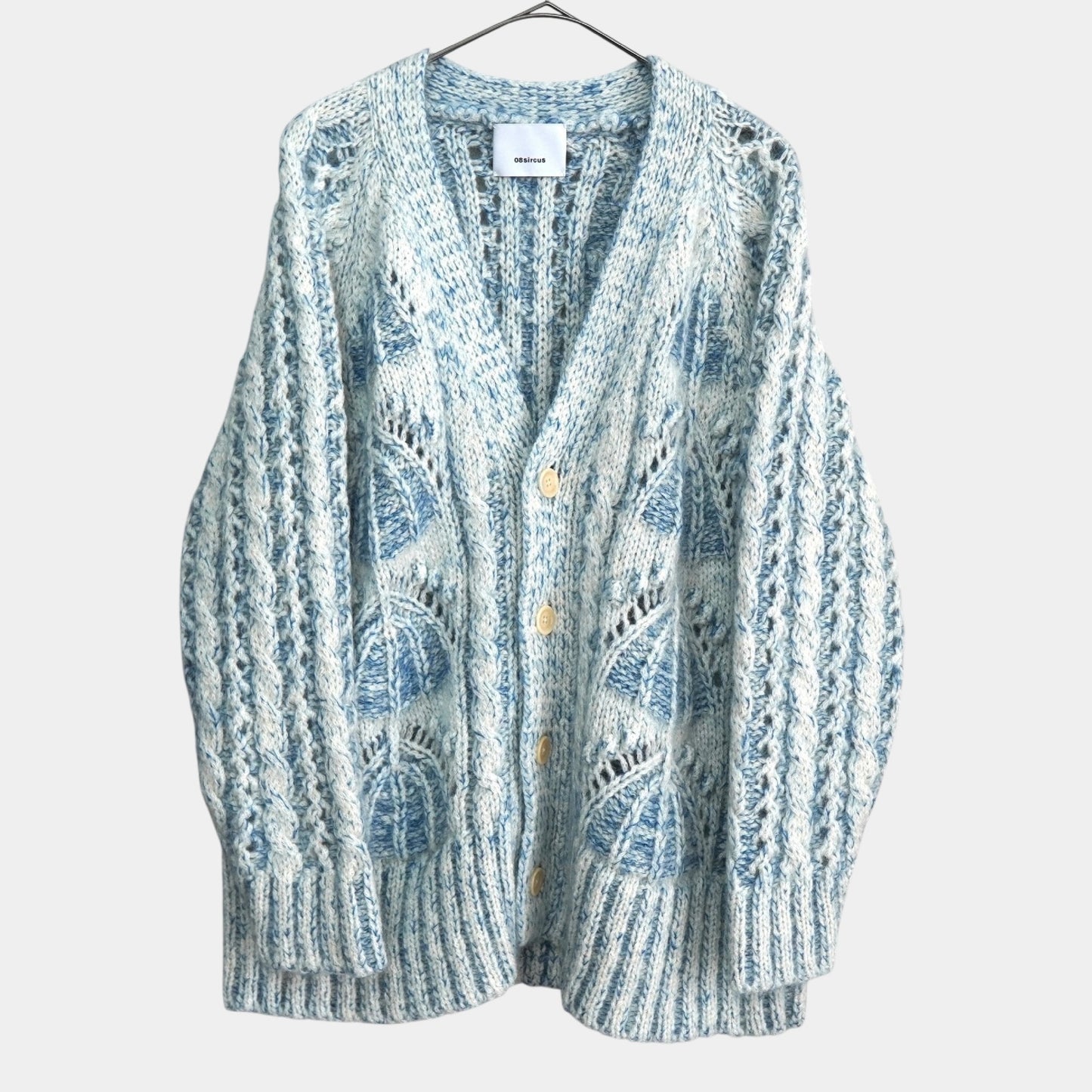 08sircus Cable Knit Mohair Cardigan, Blue/White, Size 1