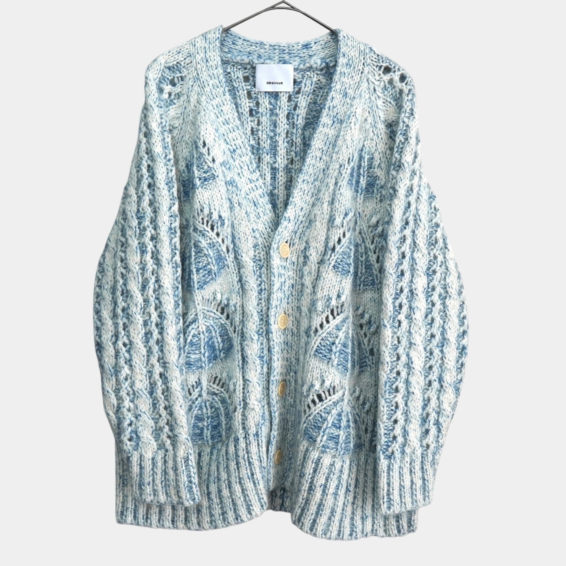 08sircus Cable Knit Mohair Cardigan, Blue/White, Size 1