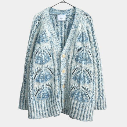 08sircus Cable Knit Mohair Cardigan, Blue/White, Size 1