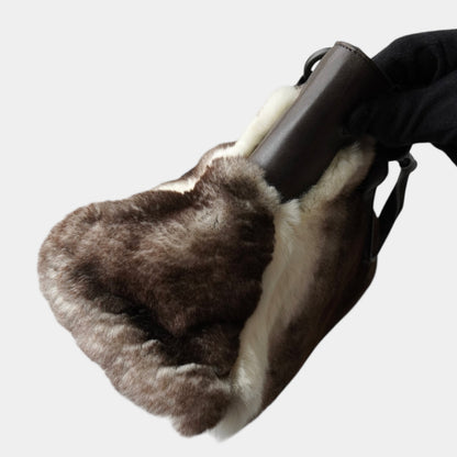 Cartier Marcello Rabbit Fur/Leather Brown/White Women's Handbag