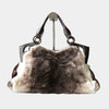 Cartier Marcello Rabbit Fur/Leather Brown/White Women's Handbag