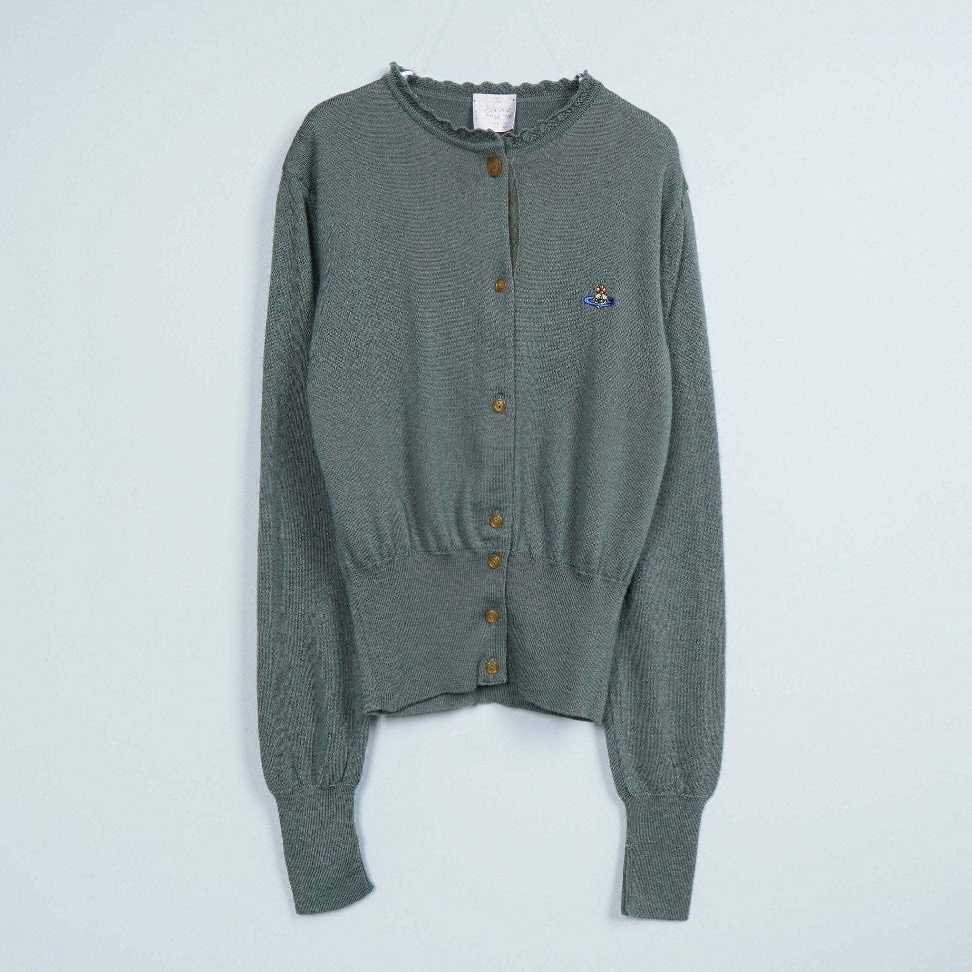 Vivienne Westwood Orb Logo Knit Cardigan, Green, Women's, Size M, Tops