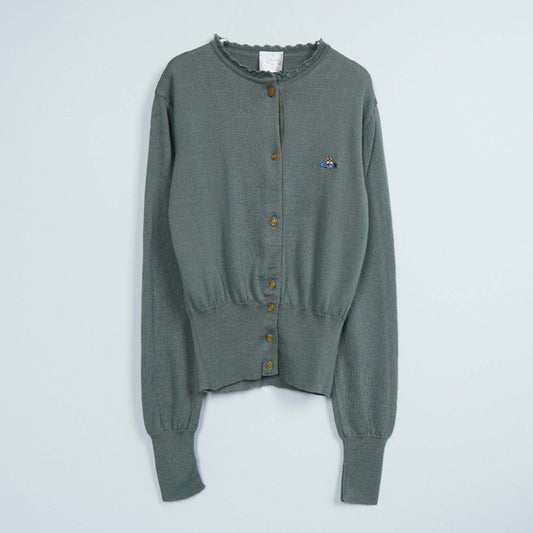Vivienne Westwood Orb Logo Knit Cardigan, Green, Women's, Size M, Tops