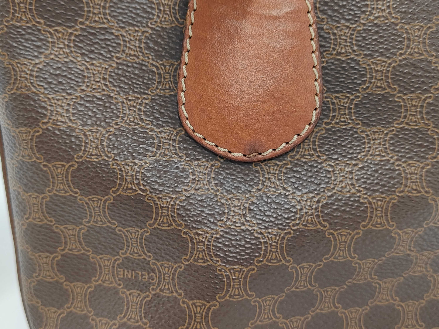 CELINE Macadam Leather Tote Bag Brown Tote Bag