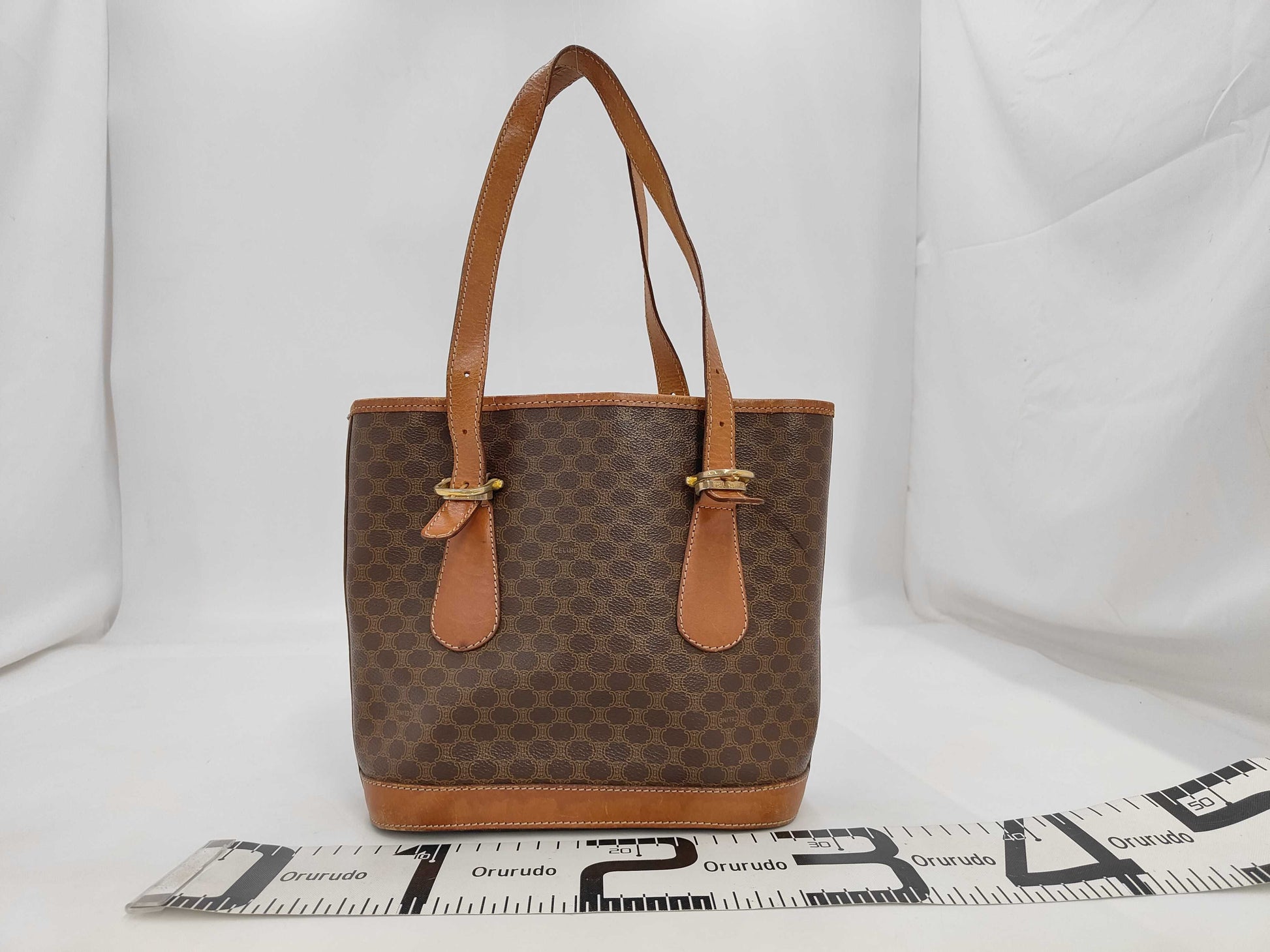 CELINE Macadam Leather Tote Bag Brown Tote Bag