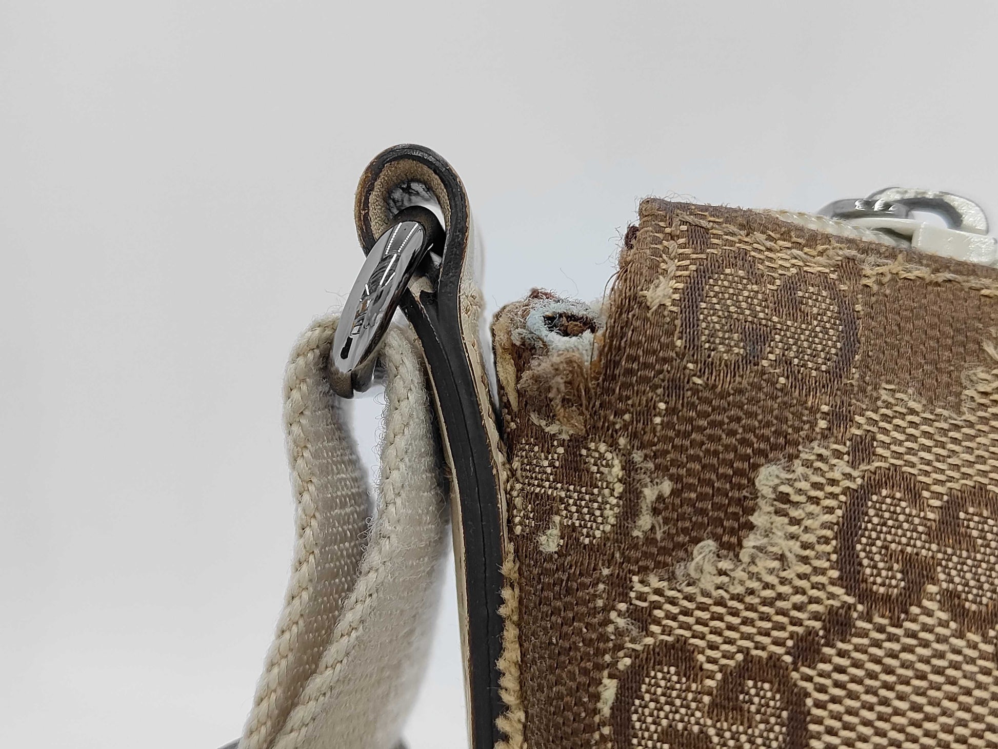 GUCCI 145857 GG Canvas Shoulder Bag, Canvas and Leather, Beige and Ivory, Comes with Dust Bag