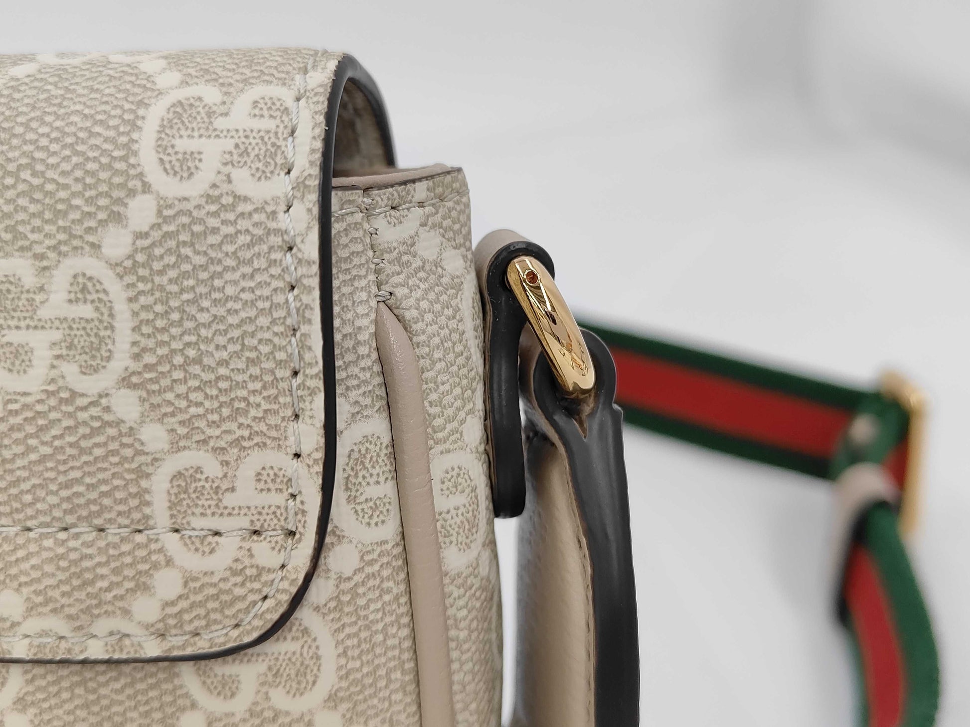 GUCCI 764961 GG Supreme Ophidia Mini Shoulder Bag in Beige Leather with Box and Dust Bag