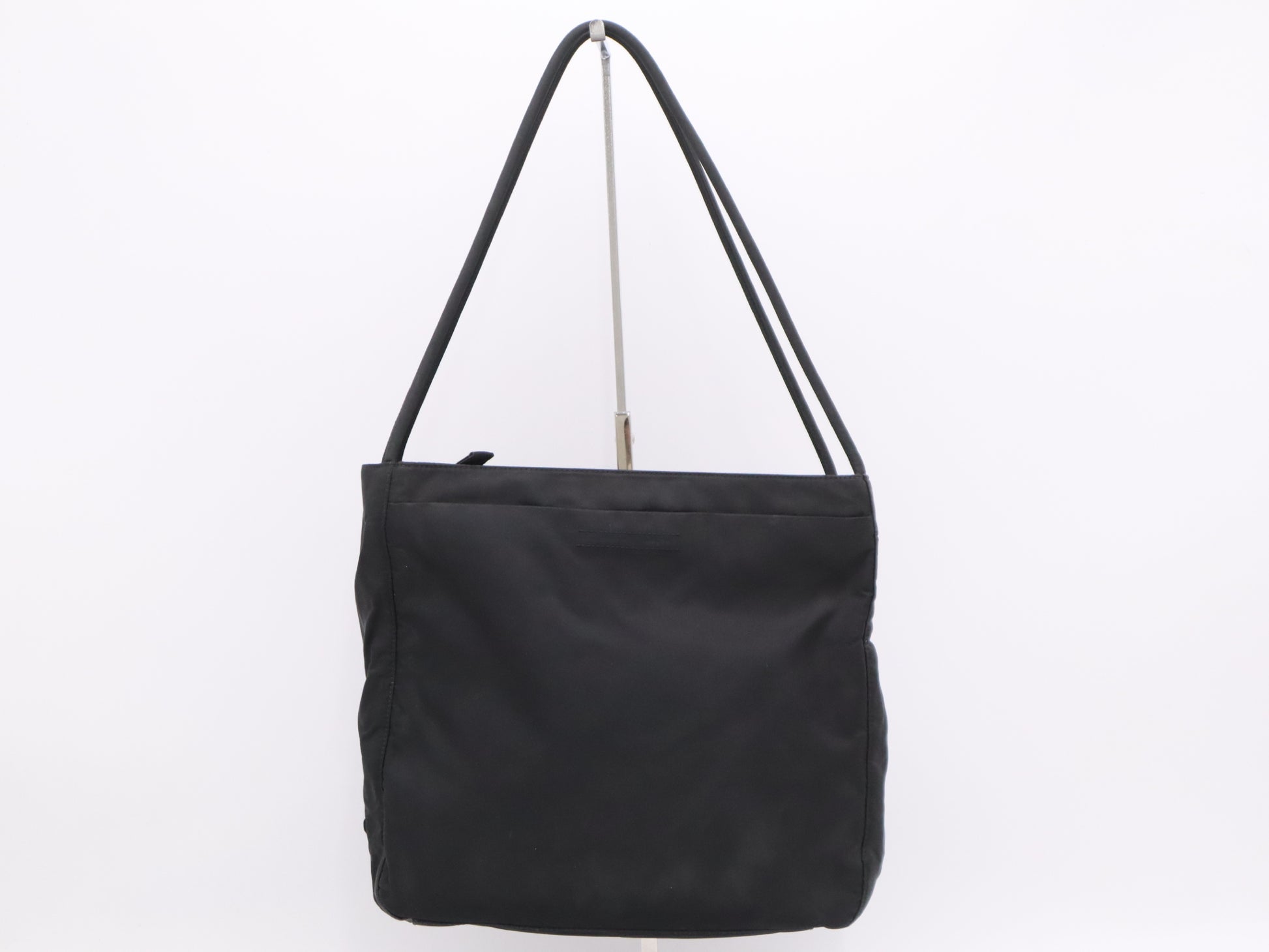 PRADA Nylon Triangle Logo Shoulder Bag Black Tote Bag