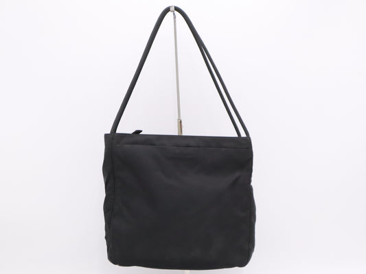 PRADA Nylon Triangle Logo Shoulder Bag Black Tote Bag
