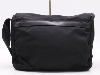 PRADA Nylon Triangle Logo Black Shoulder Bag