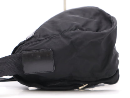 PRADA Nylon Triangle Logo Black Shoulder Bag
