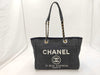 CHANEL Denim x Leather Deauville MM Medium Navy Seal Tote Bag 18304435