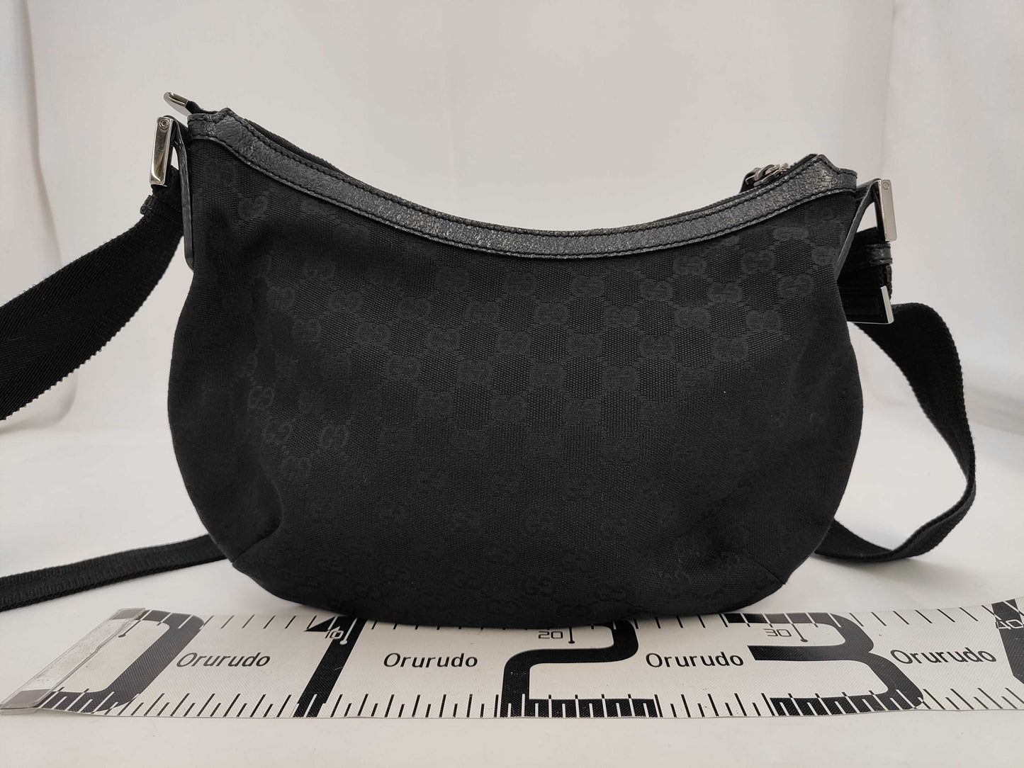 GUCCI GG Canvas and Leather Shoulder Bag, Black, with Dust Bag, 002123 Shoulder Bag