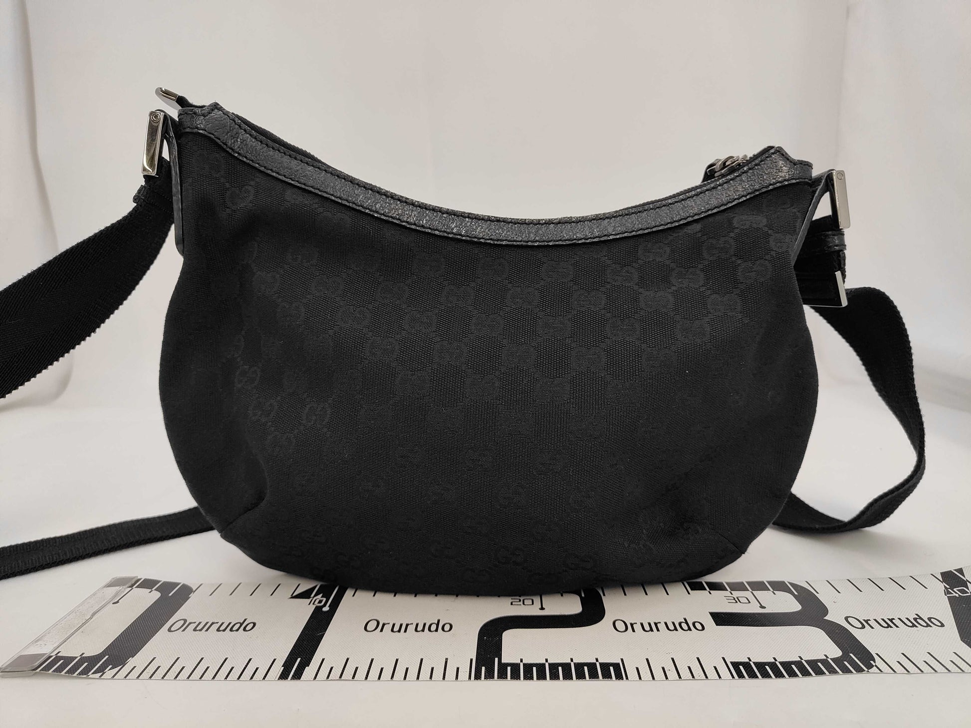 GUCCI GG Canvas and Leather Shoulder Bag, Black, with Dust Bag, 002123 Shoulder Bag