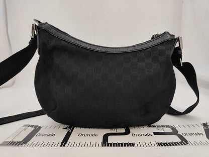 GUCCI GG Canvas and Leather Shoulder Bag, Black, with Dust Bag, 002123 Shoulder Bag