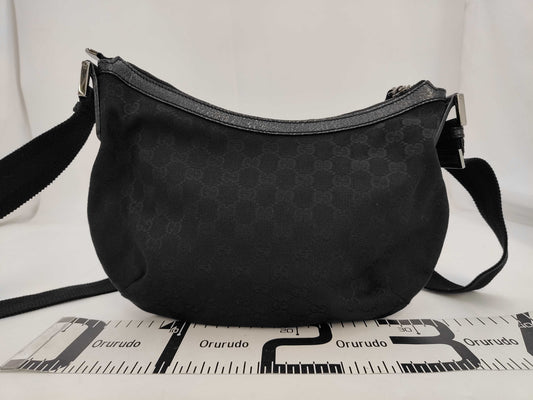 GUCCI GG Canvas and Leather Shoulder Bag, Black, with Dust Bag, 002123 Shoulder Bag