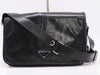 PRADA Soft Look Leather Triangle Logo Black Shoulder Bag