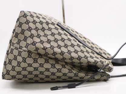 GUCCI GG Canvas Tote Bag Beige Black Tote Bag