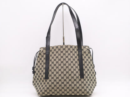 GUCCI GG Canvas Tote Bag Beige Black Tote Bag