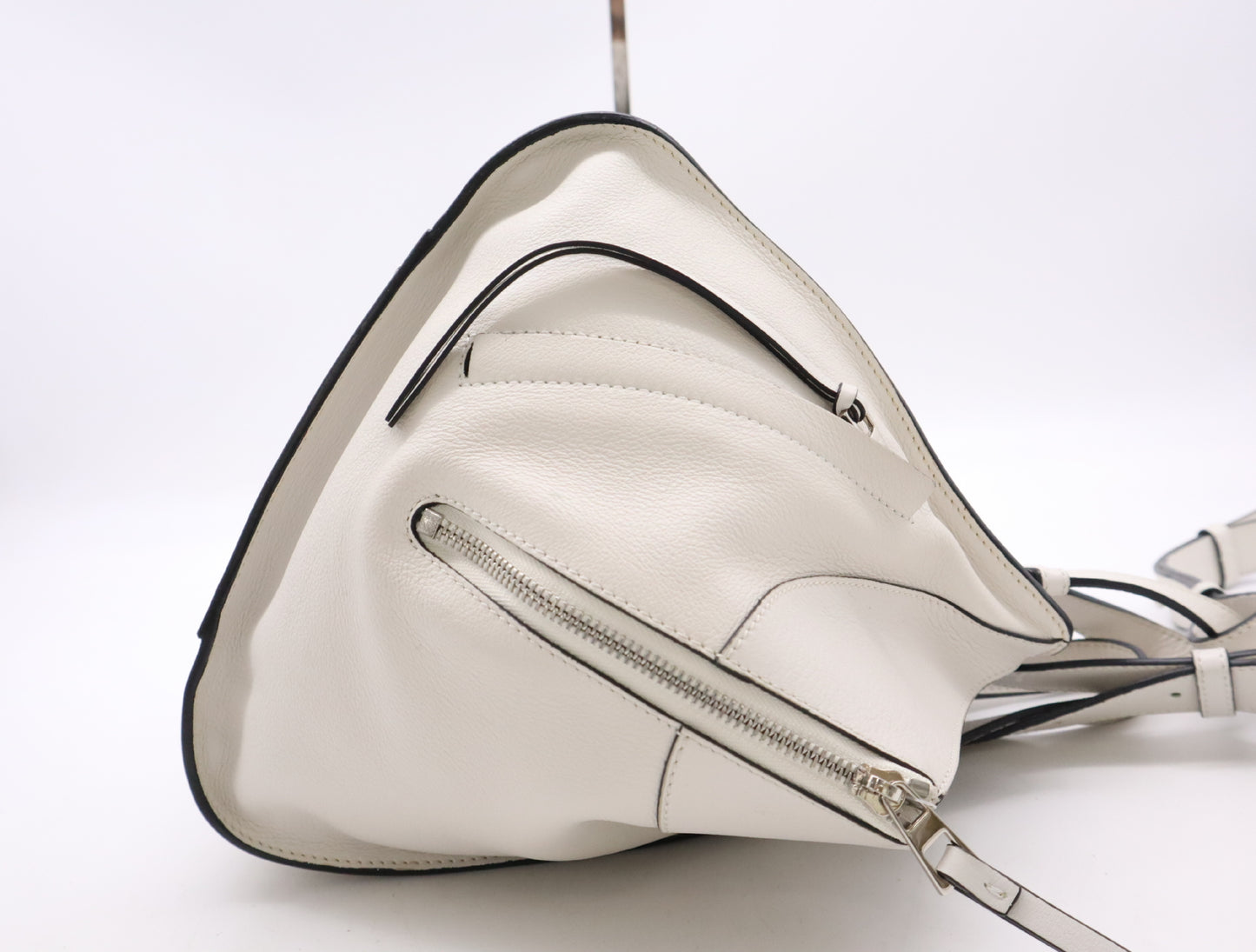 LOEWE Leather Hammock Shoulder Bag in White with Sterling Silver Hardware and Dust Bag
