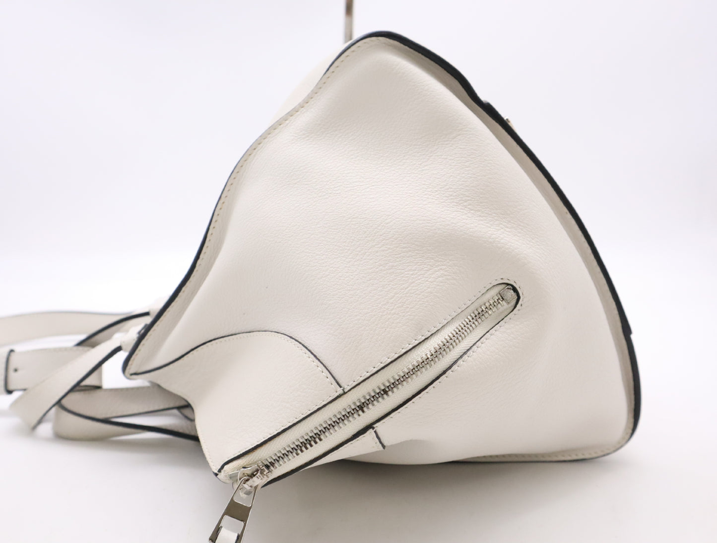LOEWE Leather Hammock Shoulder Bag in White with Sterling Silver Hardware and Dust Bag