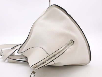 LOEWE Leather Hammock Shoulder Bag in White with Sterling Silver Hardware and Dust Bag